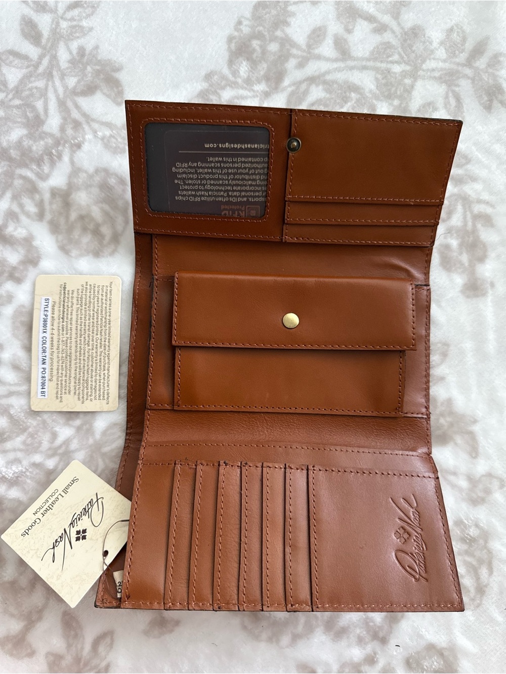 NEW Patricia Nash Brown Tan Leather Trifold Teresa Wallet - Picture 2 of 8